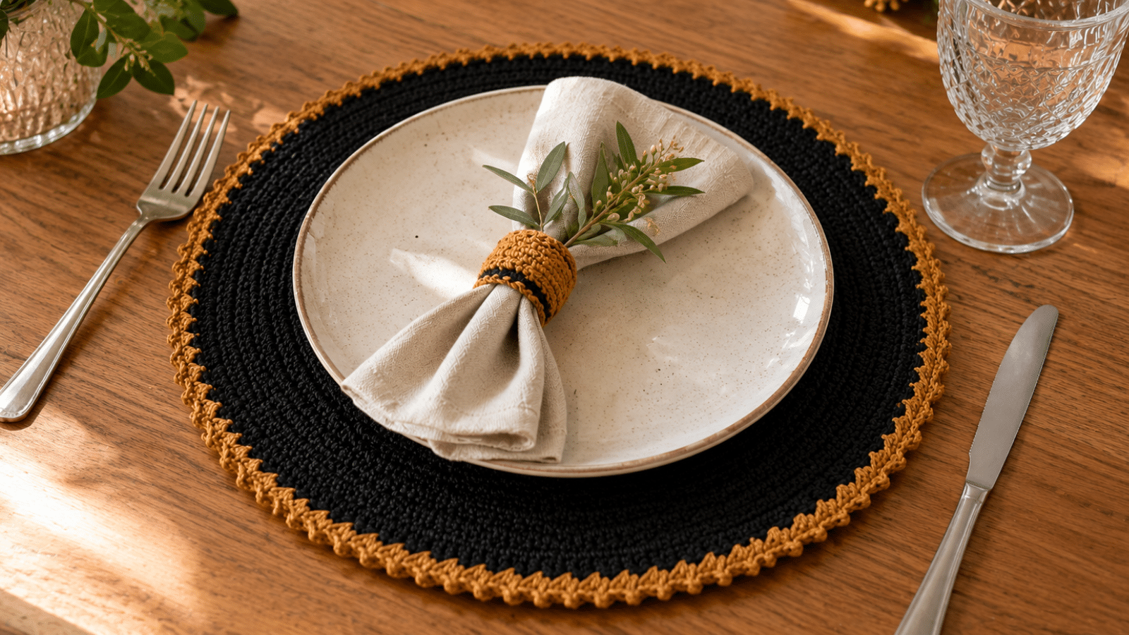 Sousplat de crochê transforma a mesa posta com charme artesanal e muito cuidado nos detalhes
