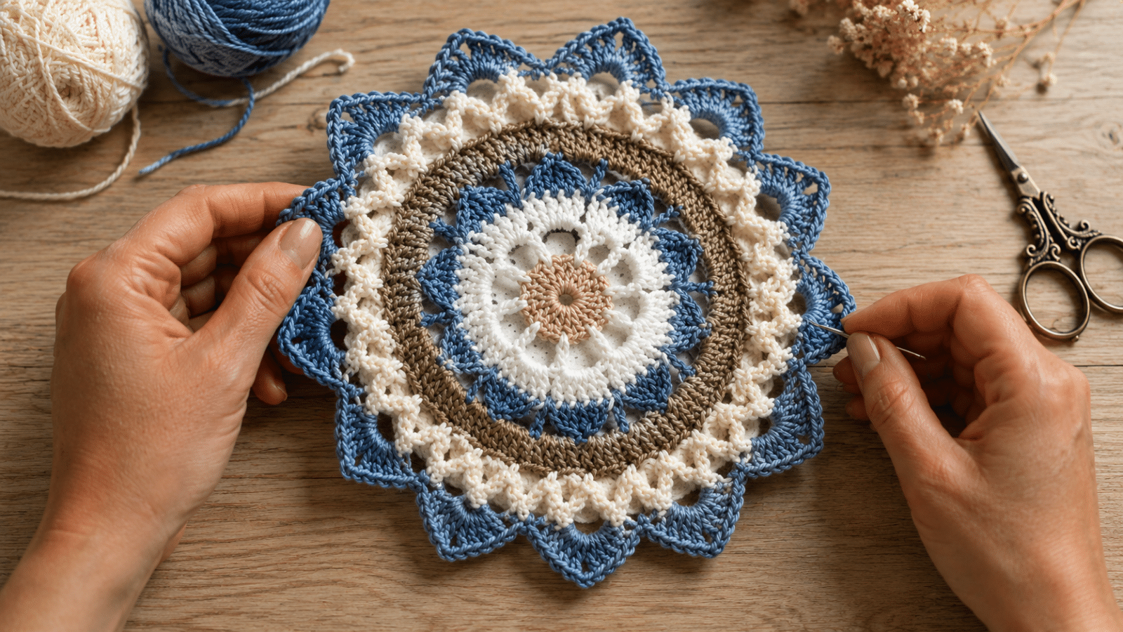 Flor, mandala e estrela em crochê são opções para enriquecer seu look