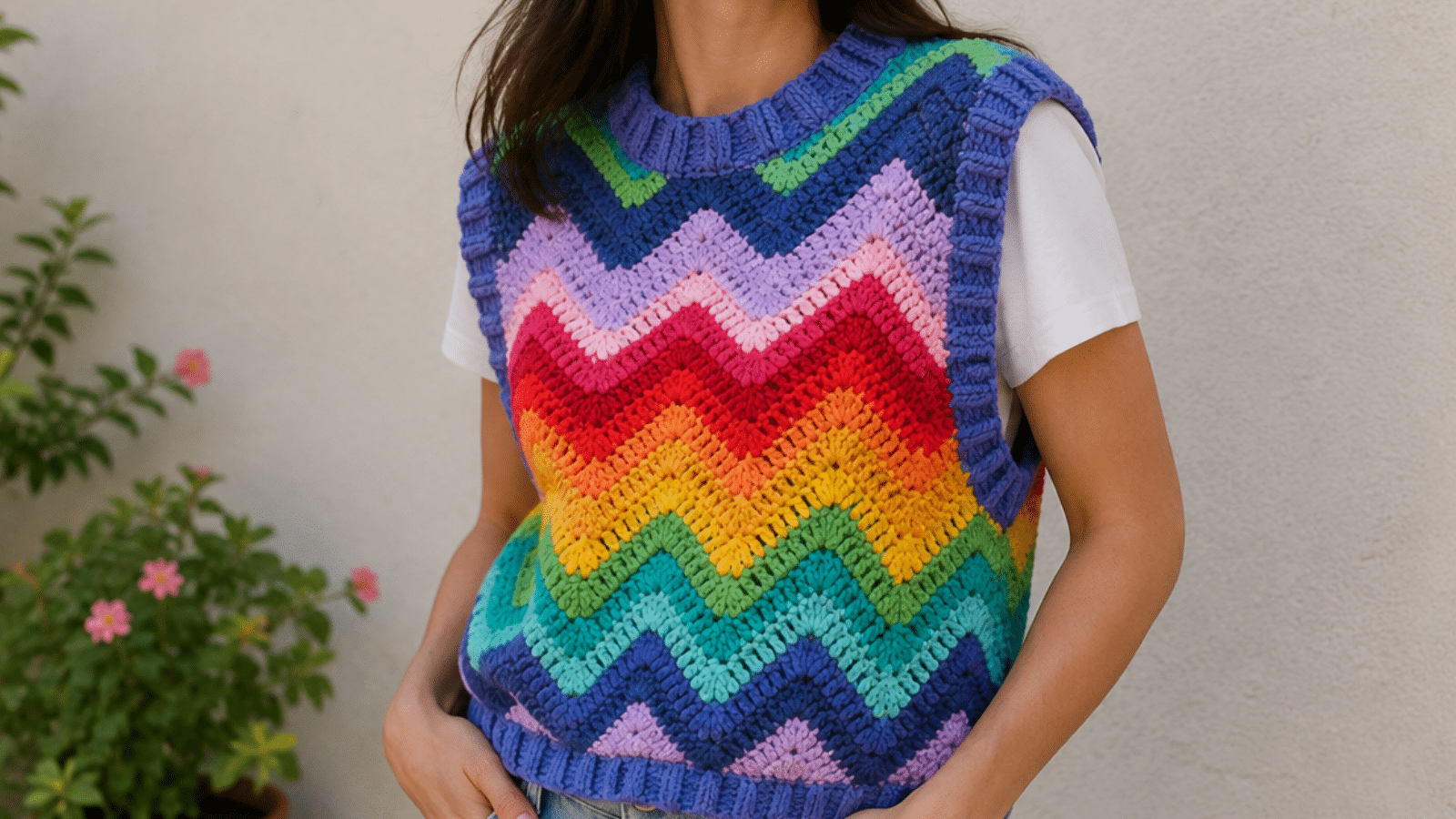 Colete de crochê arco-íris: a peça colorida que transforma looks simples