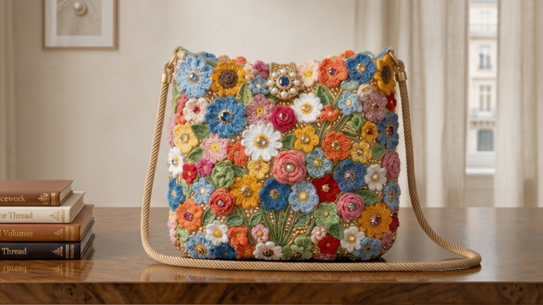 Bolsa de flor em crochê