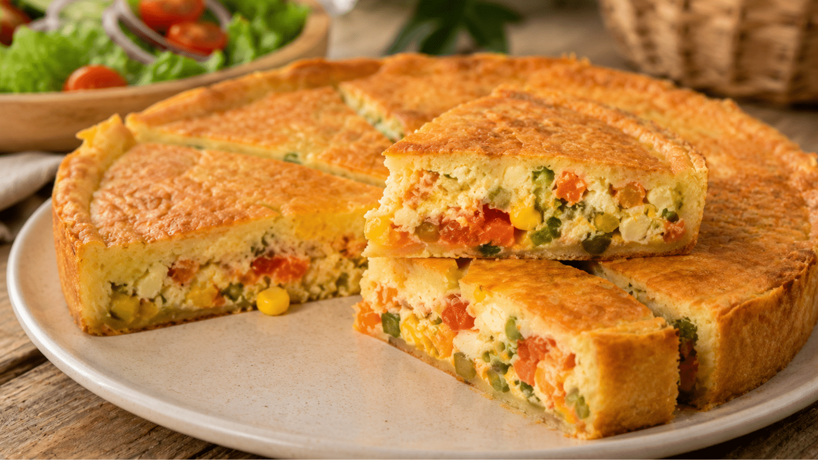 Torta salgada de liquidificador com legumes para salvar o jantar da semana