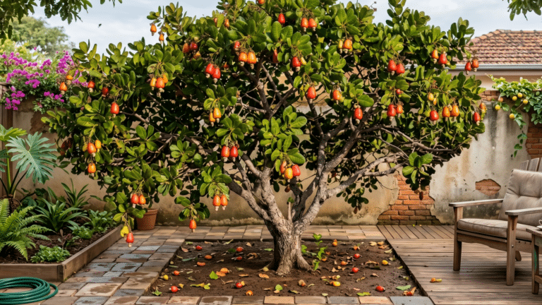 Árvore de caju no quintal 