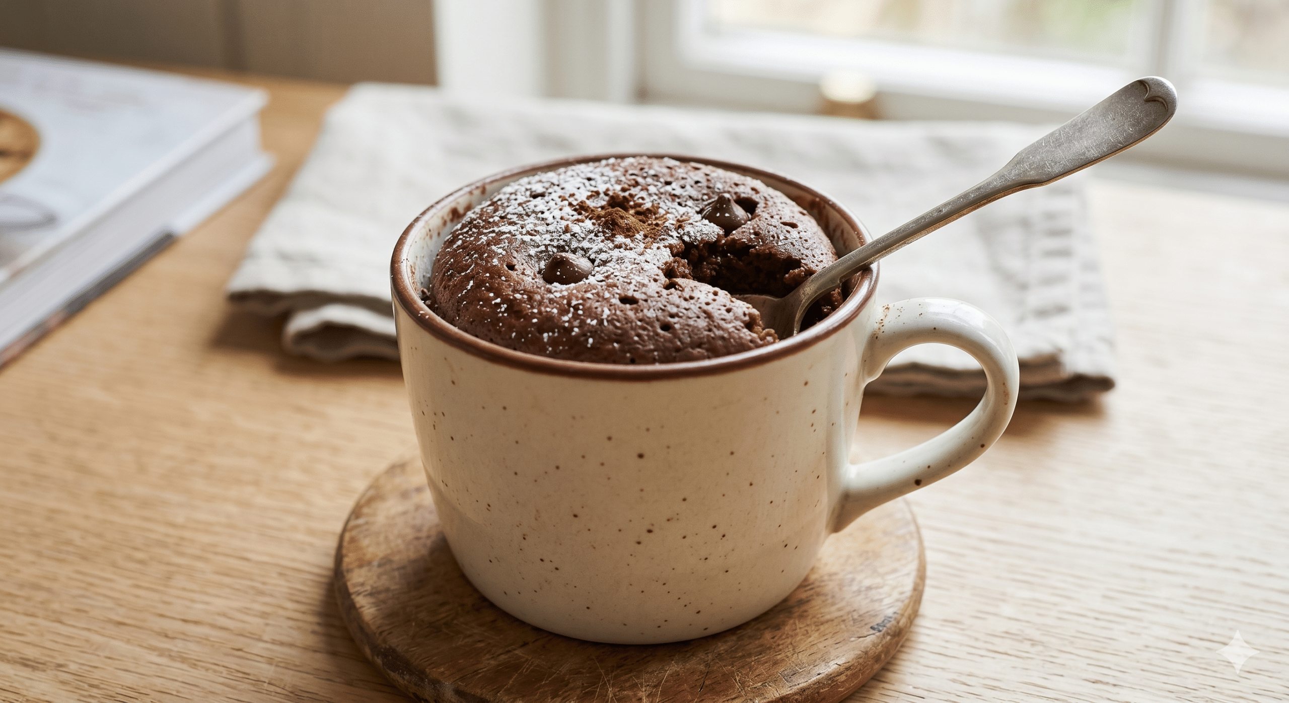 O truque do bolo de caneca pronto em 3 minutos que resolve a vontade de doce sem sujeira na cozinha