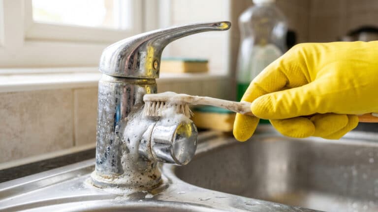 Limpeza profunda na torneira utilizando água com gás e bicarbonato