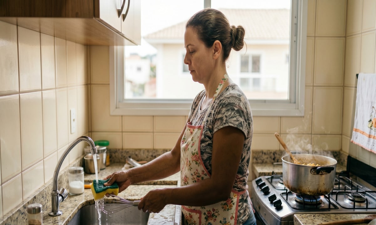 O que significa quando uma pessoa lava a louça enquanto cozinha?