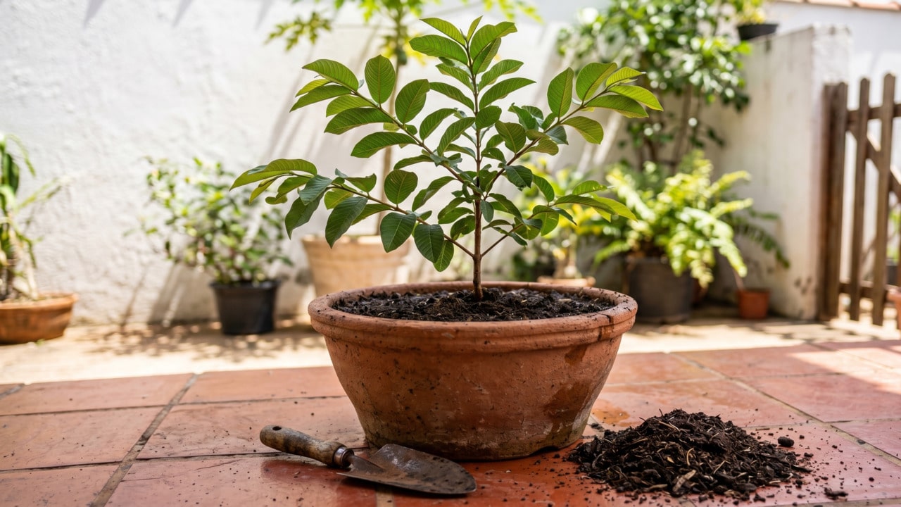 A árvore de flores brancas e perfumadas com frutos o ano todo, mesmo tomando sol direto
