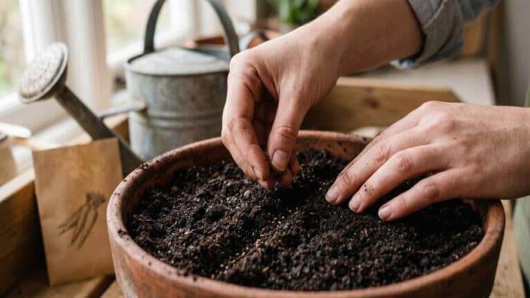 Preparando terra e plantando cenoura em casa