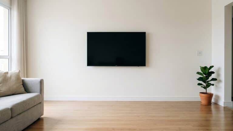 TV na parede sem rack com espaço livre na sala