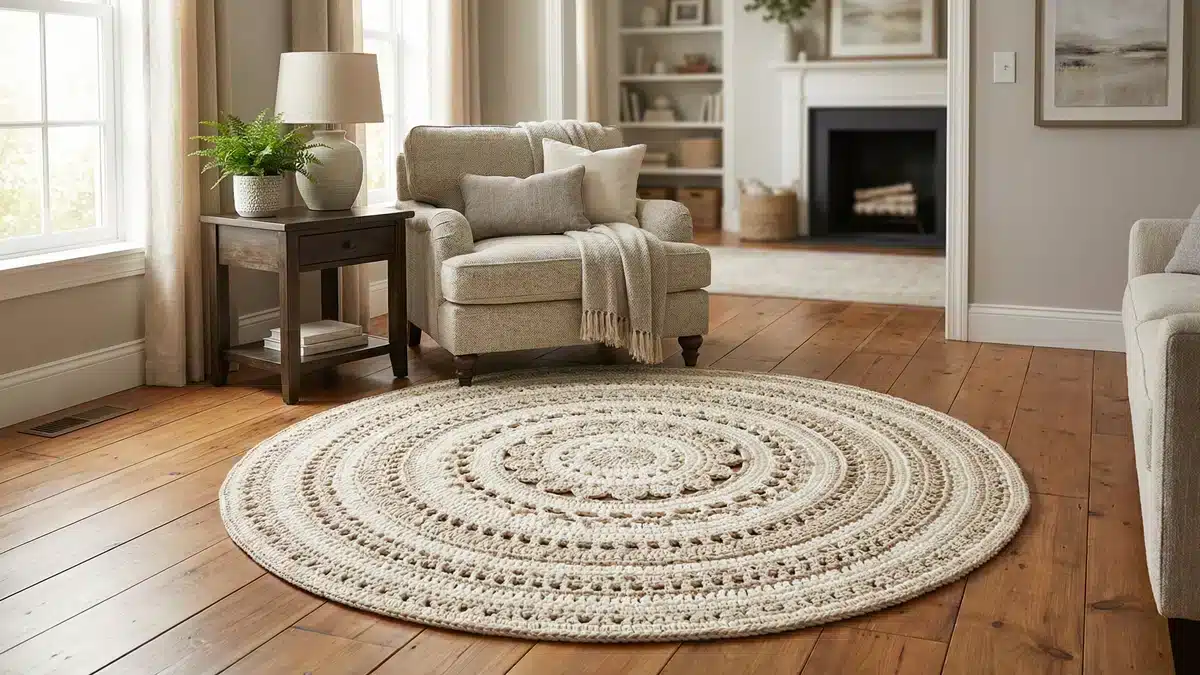 Tapete de crochê para sala: Modelos que trazem aconchego ao lar (Com gráficos)