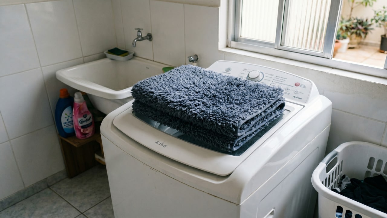 Poucas pessoas sabem, mas os tapetes de banheiro nunca devem ser lavados junto com o resto da roupa na máquina de lavar