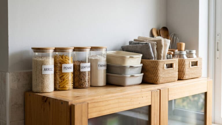 Topo do armário de cozinha com os melhores itens ocupando este espaço para livrar a bancada e organizar o ambiente