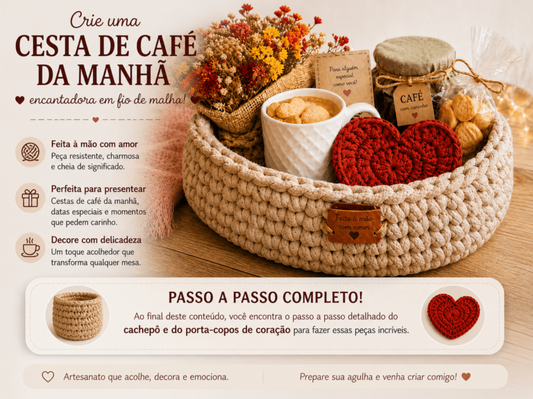 cesta passo a passo de croche com fio de malha Katia Ribeiro