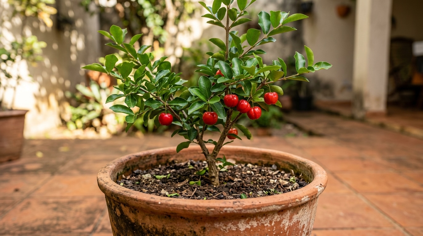 Plante um pé de acerola no quintal e tenha vitamina C colhida na hora o ano quase todo