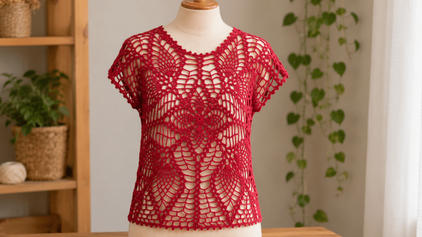Blusa de Crochê Vermelha com Pontos Rendados para Looks Leves e Marcantes
