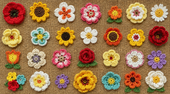 Flores de crochê: Veja o jardim de gráficos para te inspirar a compor peças floridas