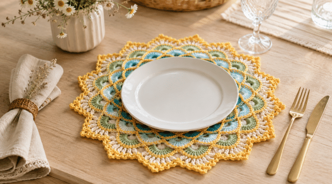 Veja 7 gráficos de Sousplat de crochê que deixa a mesa posta mais elegante com charme artesanal