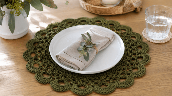 Gráficos para Sousplat de crochê que deixa a mesa posta mais charmosa, artesanal e acolhedora