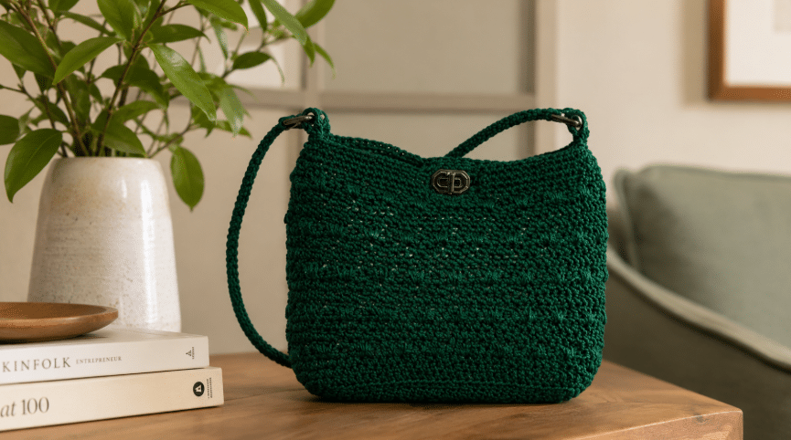Bolsa Figueira de Crochê: acessório artesanal com acabamento elegante e receita com gráfico