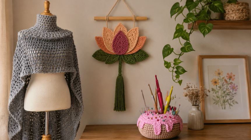 O Crochê moderno mostra as peças artesanais que voltaram com estilo para a decoração e a moda