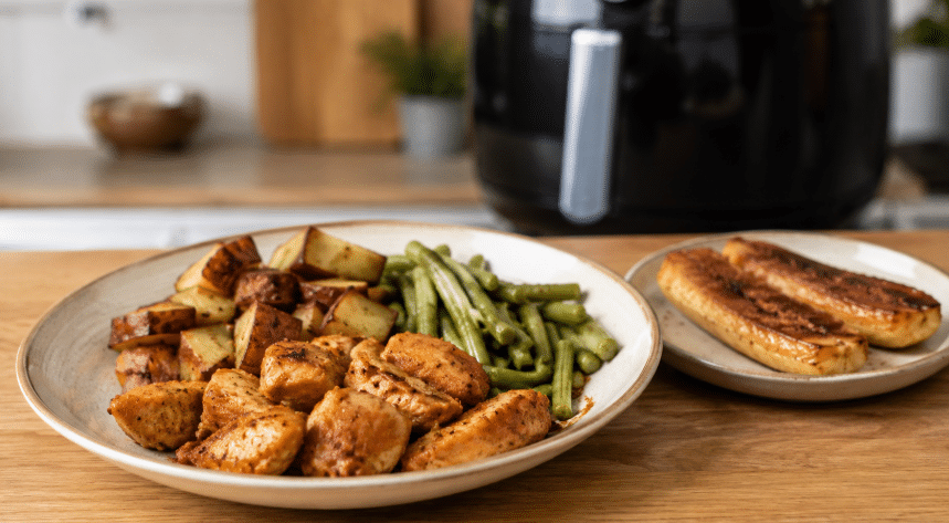 Refeição completa na Air Fryer para fazer quando não sobra tempo
