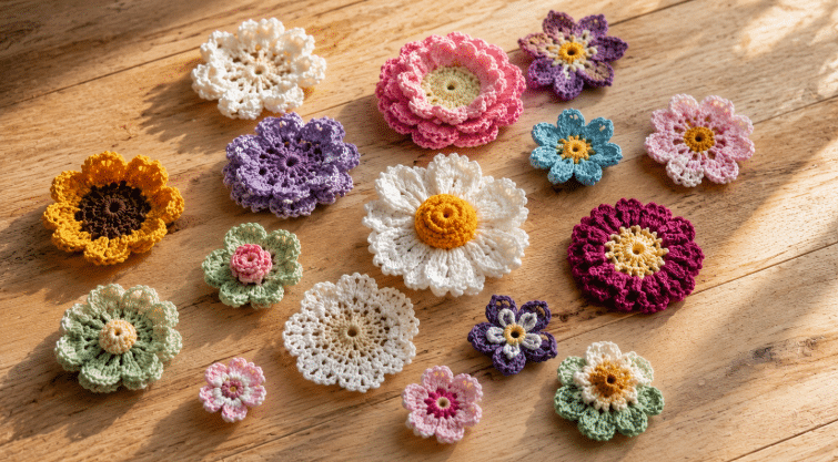 Gráficos de flores de crochê para aplicar em peças artesanais e transformar seus projetos