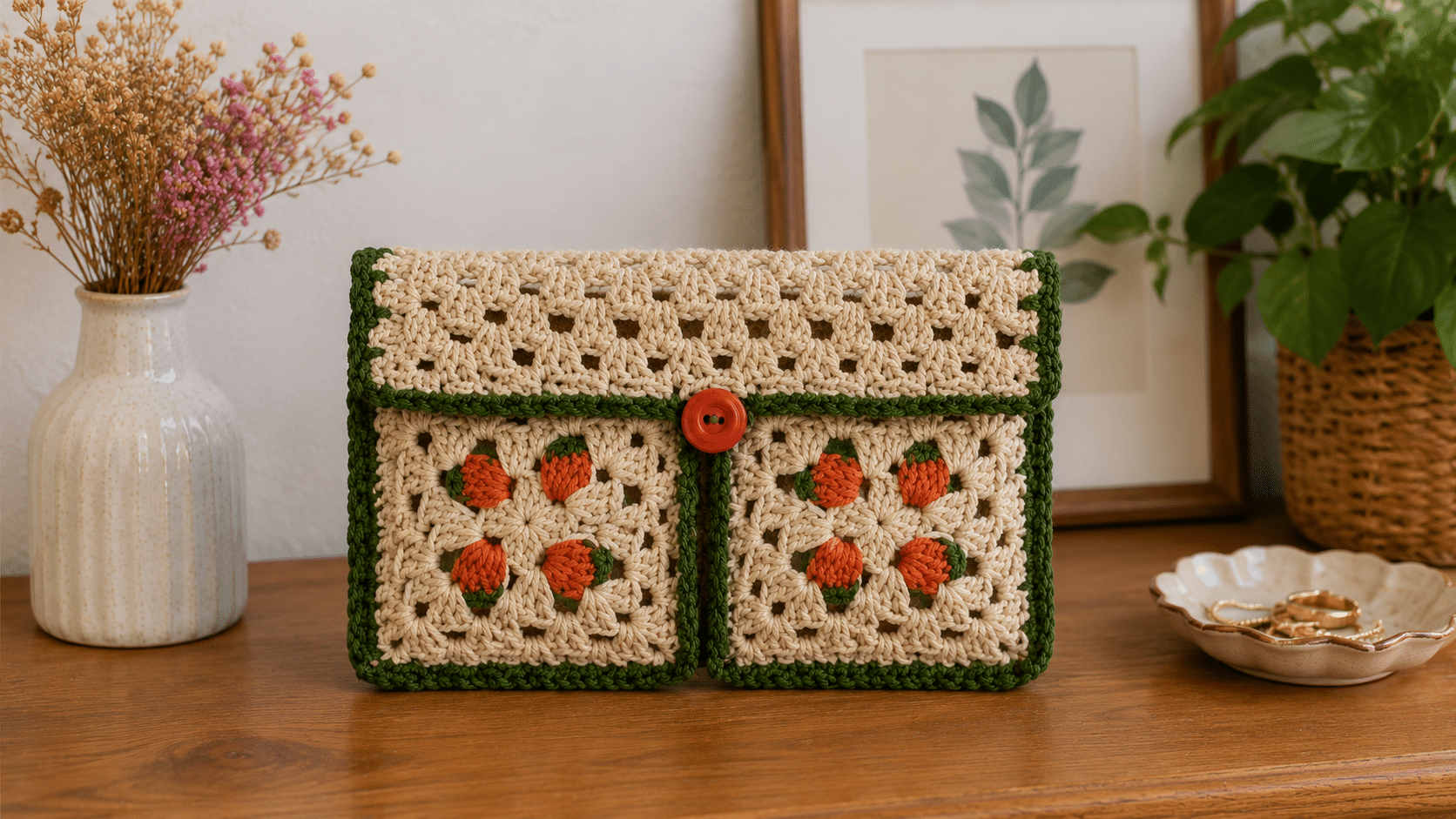 Carteiras de crochê com squares encantam pelo charme artesanal