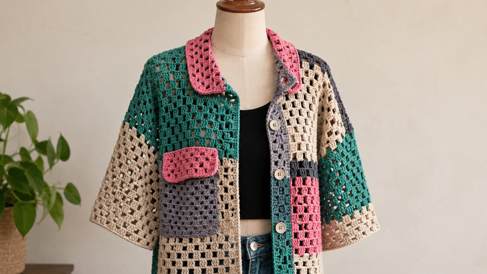 Cardigan de crochê colorido deixa qualquer look mais criativo e cheio de personalidade