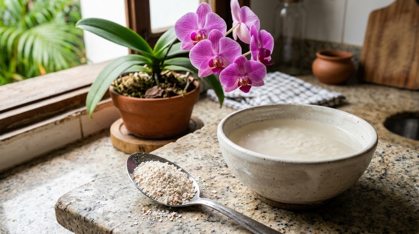 Três colheres de sopa num vaso de flores e aquela pobre orquídea cresce como erva daninha
