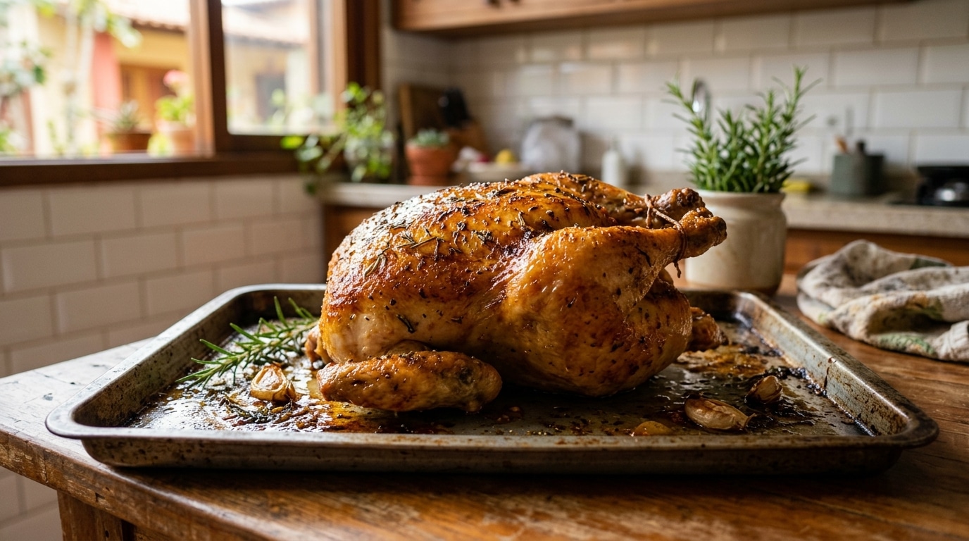 Não é o limão: a mistura de sal e açúcar que transforma o frango assado e deixa a carne suculenta