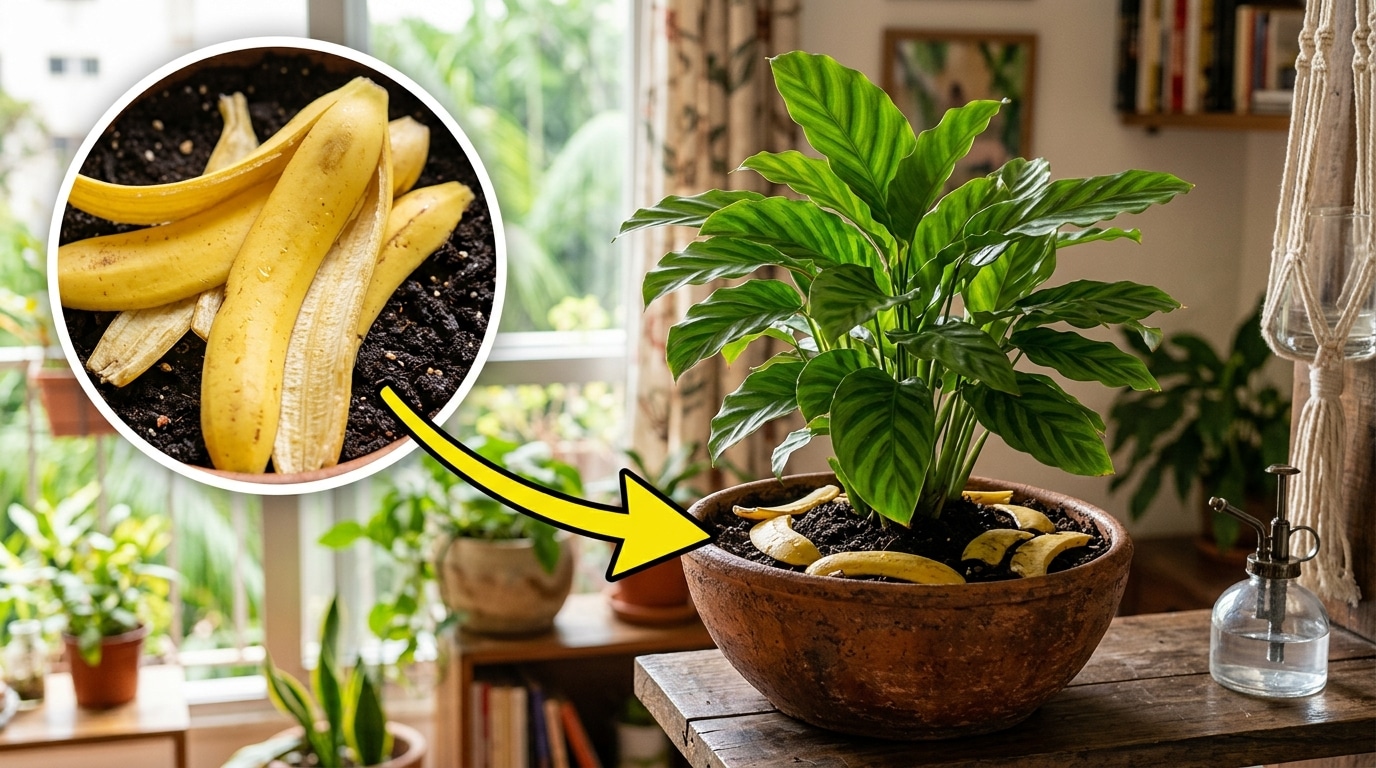 A casca de banana vira adubo de potássio para as flores, e o jeito certo de aplicar evita o erro que atrai praga