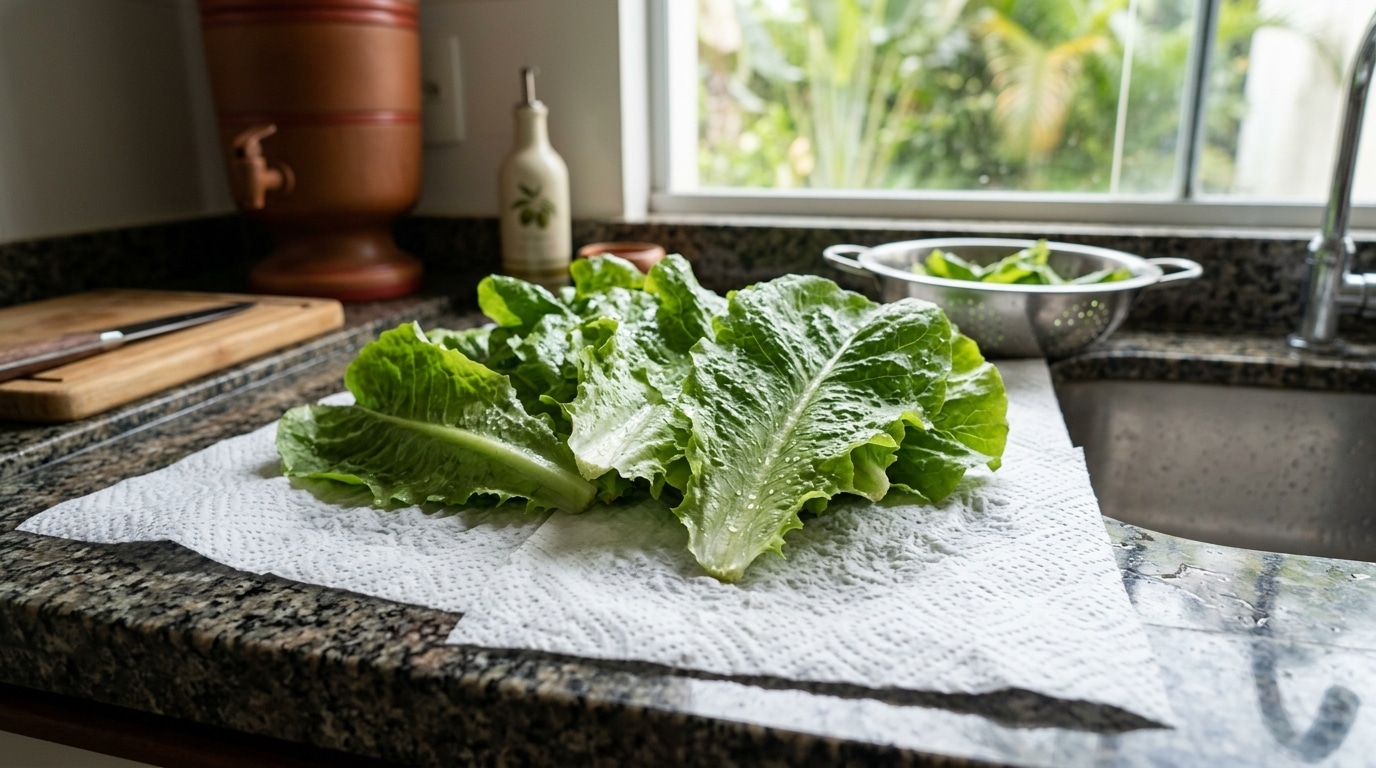 Pare de guardar a salada sem papel-toalha se você quiser que ela continue sem murchar e saborosa