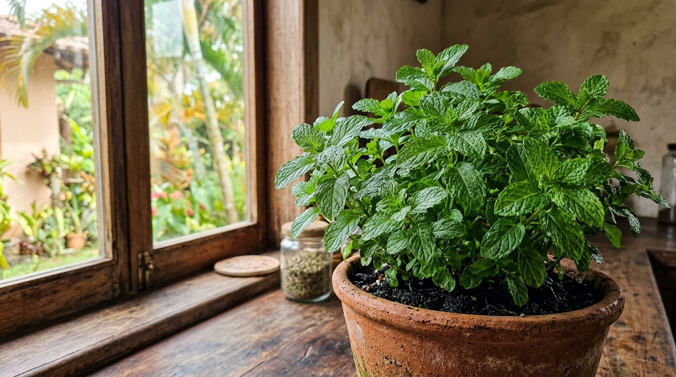 A horta de temperos que cresce na janela do apartamento e rende o ano todo com pouca luz