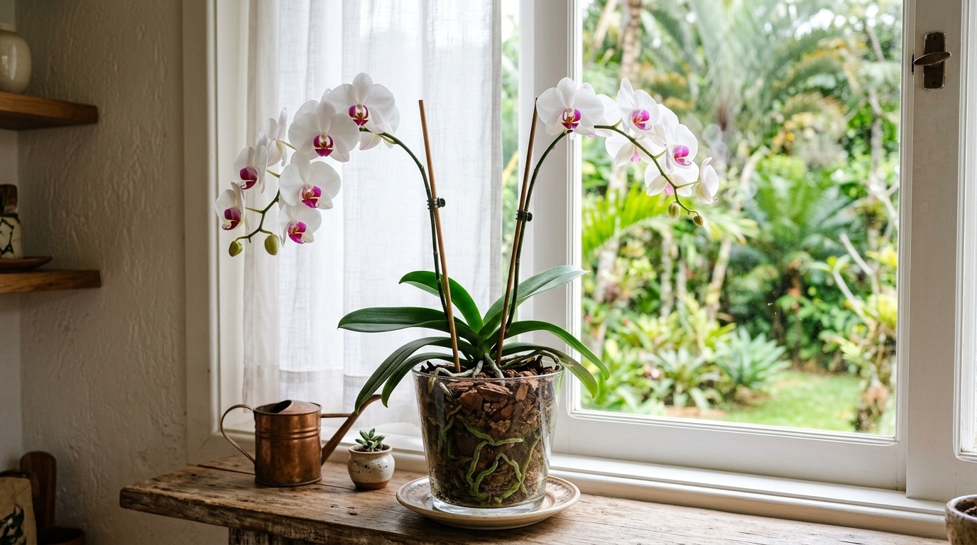 O corte certo na haste que faz a orquídea-borboleta florescer de novo sem precisar esperar um ano