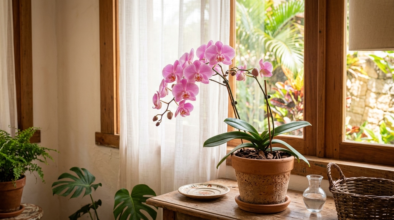 Nem sol direto nem sombra total, o lugar certo da orquídea para ela florescer