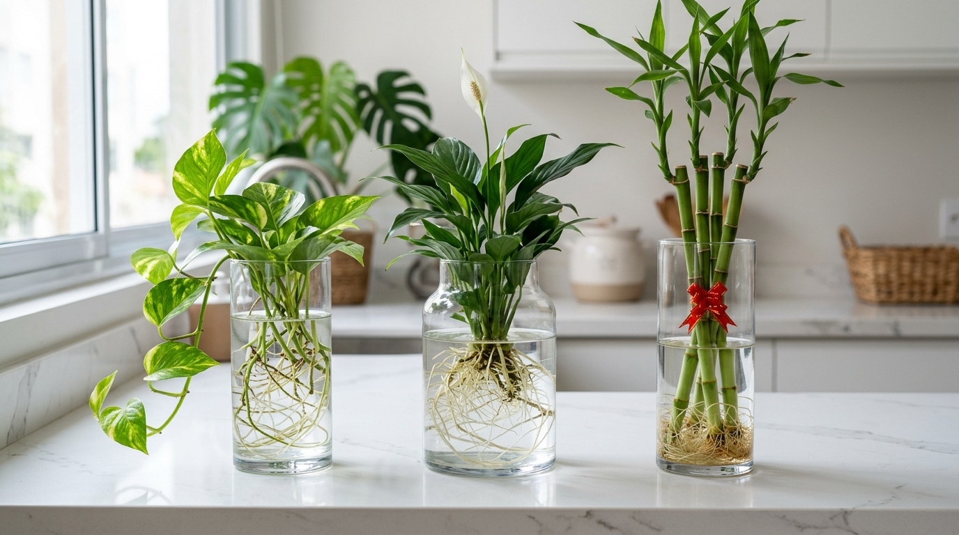 3 plantas de interior que vivem só na água: enchem a casa de verde sem terra e sem sujeira