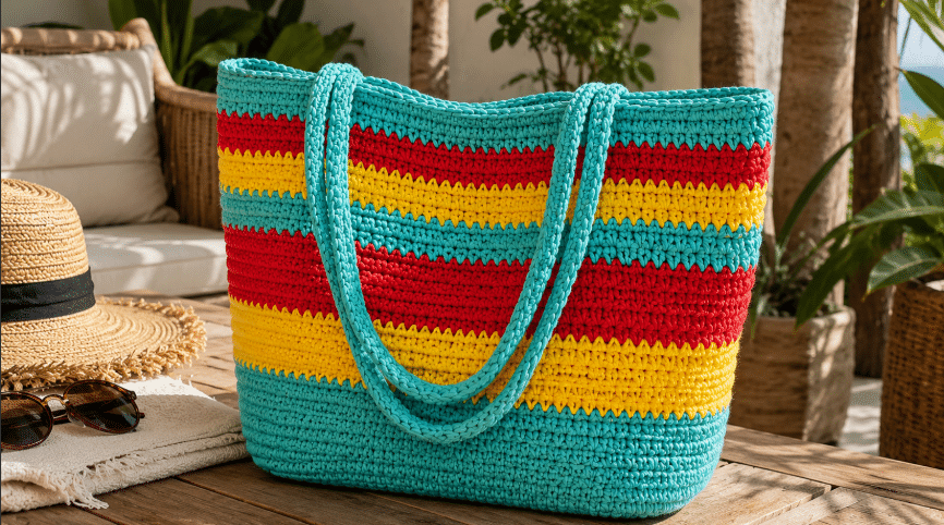 Bolsa de praia em crochê: charme artesanal para looks leves e cheios de estilo