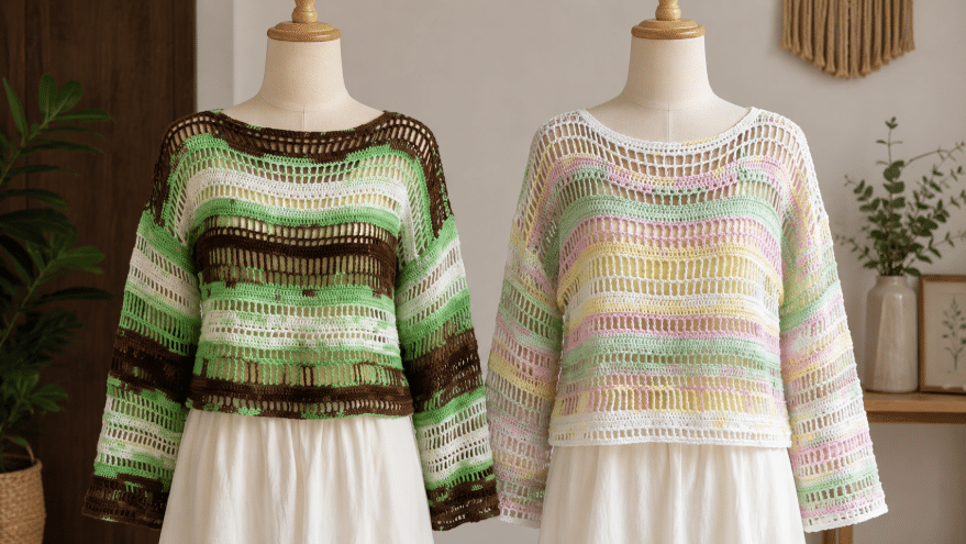 Blusa de crochê listrada: a peça artesanal que muda de estilo apenas pela cor