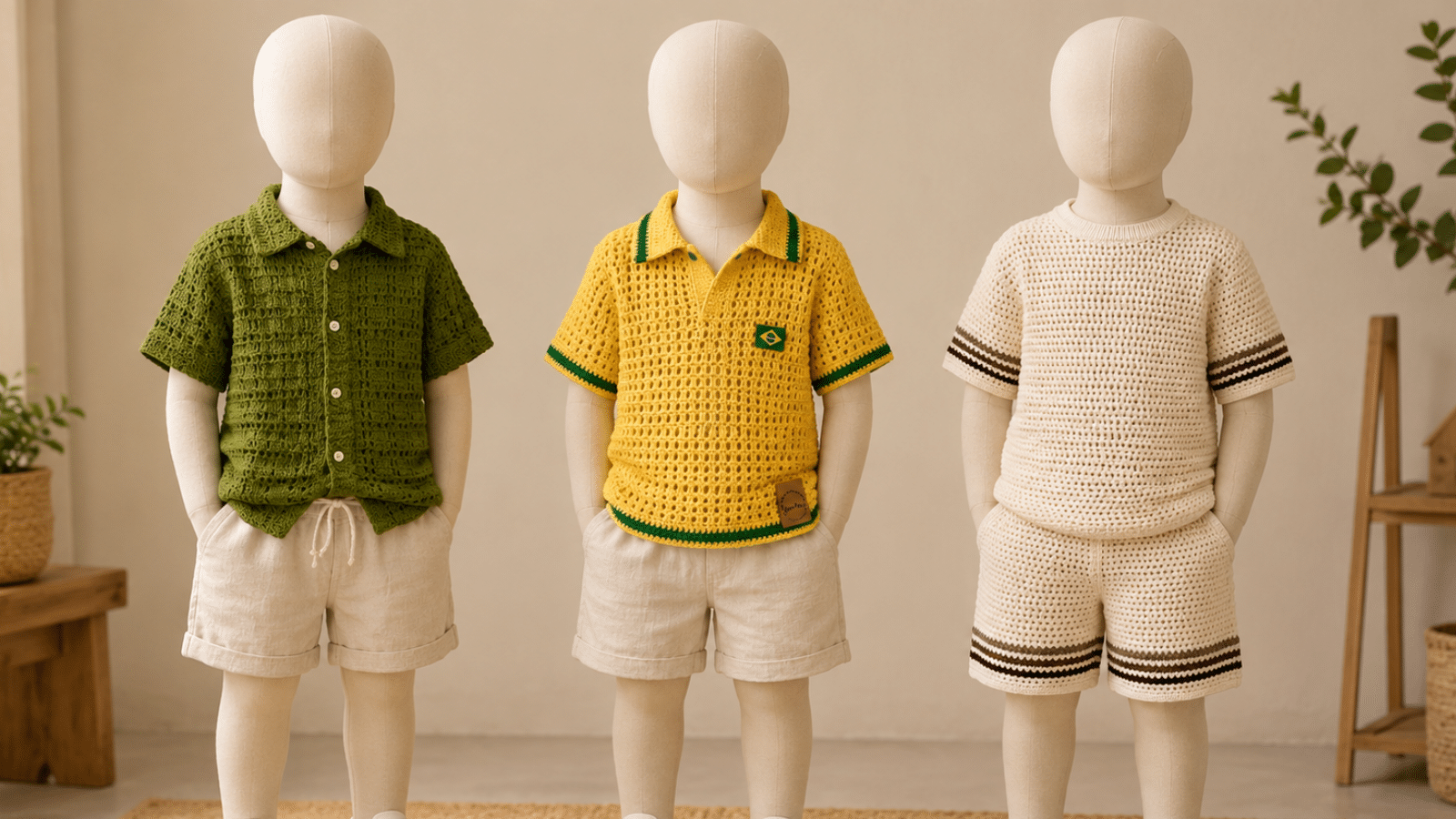 Camisa de crochê infantil masculina deixa o visual dos meninos mais leve e cheio de charme