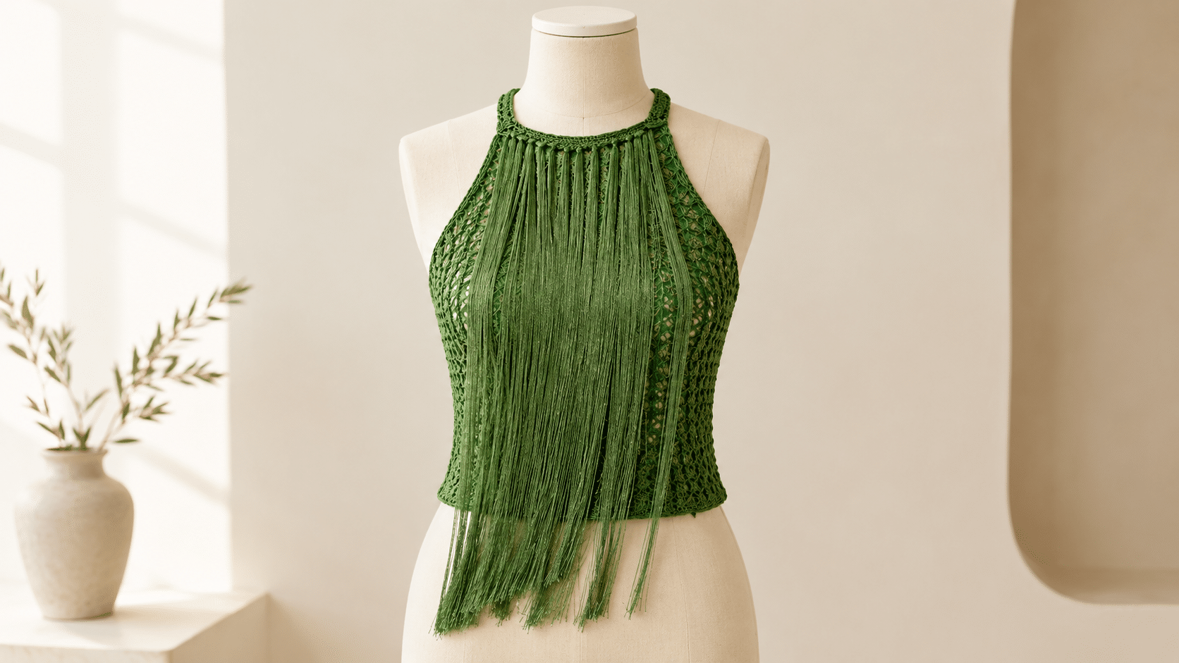Blusa Ipê em crochê traz ponto vazado, franjas e um visual artesanal marcante