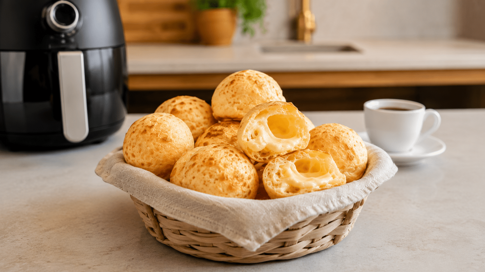 Pão de queijo fácil na Air Fryer com poucos ingredientes