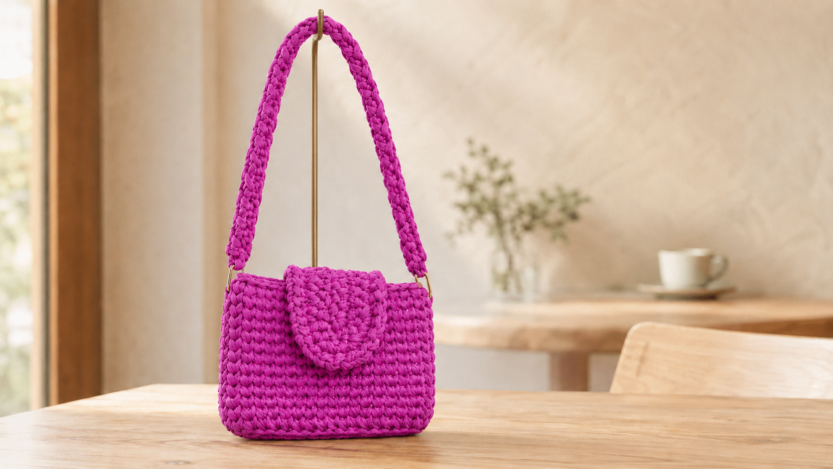 Para iniciantes: A Bolsa de crochê Dafne é um acessório moderno e cheio de personalidade