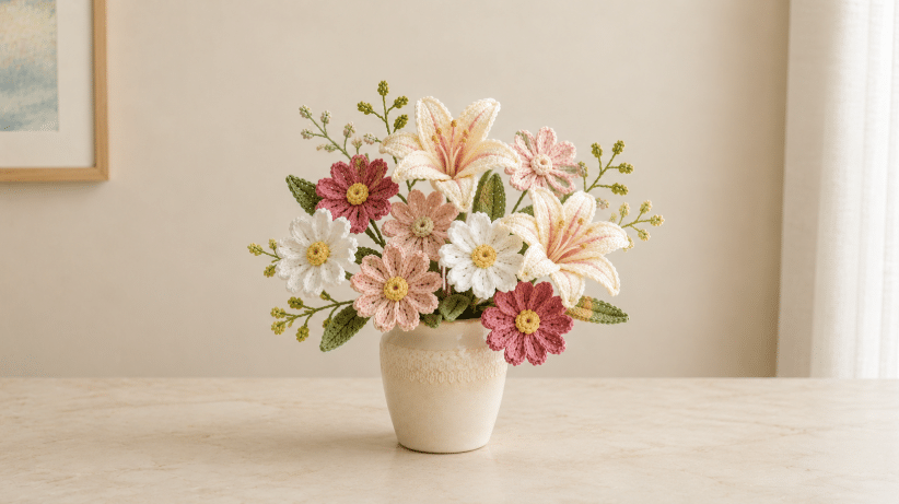 Buquê de crochê: aprenda a fazer flores artesanais para aplicar em suas peças