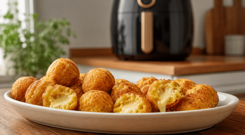 Bolinho de milho com queijo na Air Fryer para petiscar vendo o jogo