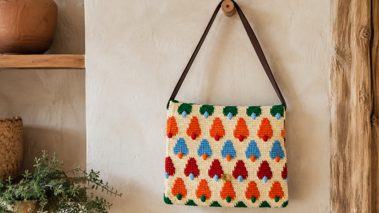 Bolsa Caju em crochê: uma peça colorida, brasileira e cheia de textura