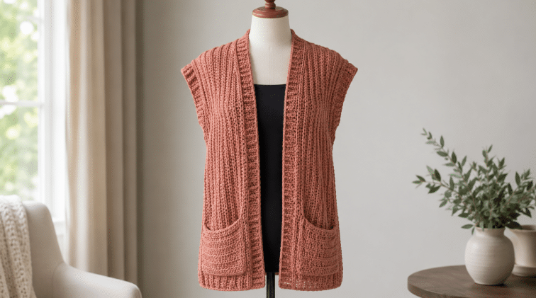 Colete Ícone em crochê: elegância, textura e caimento para a moda artesanal