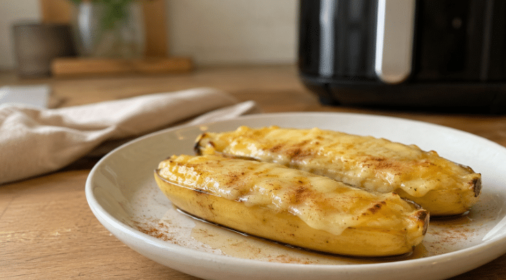 Banana com queijo na Air Fryer vira petisco agridoce com apenas 3 ingredientes