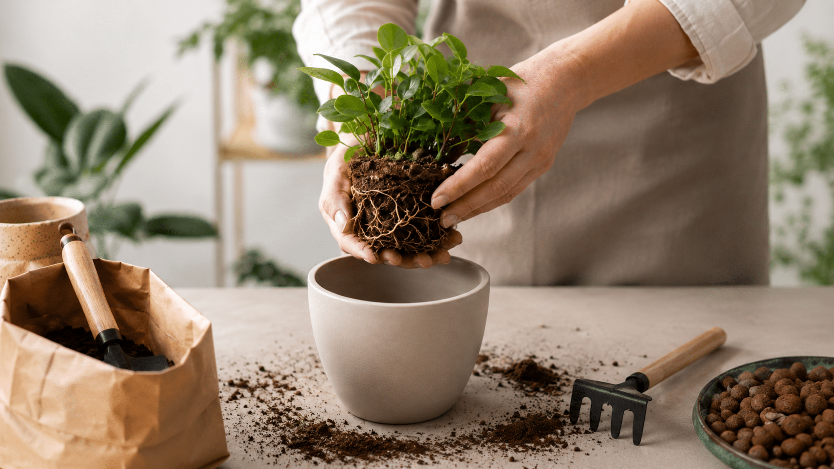 O jeito certo de trocar uma planta de vaso sem causar estresse