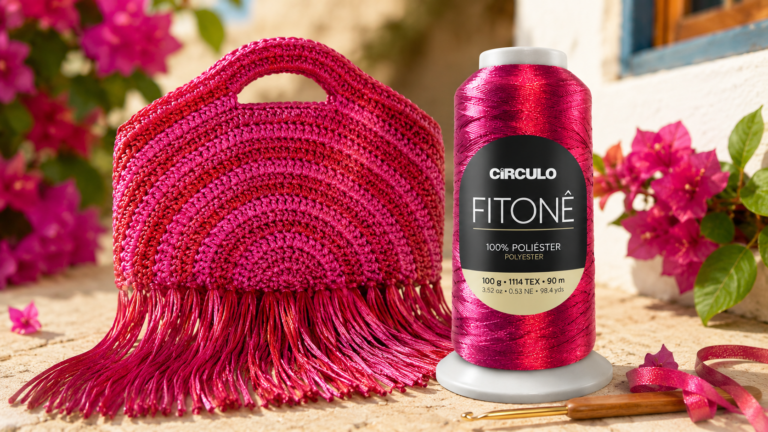 Bolsa de crochê Pink e Carmim com fio Fitonê para o verão 2026/27