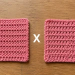 Amostras de crochê mostrando a diferença entre o direito e o avesso da peça