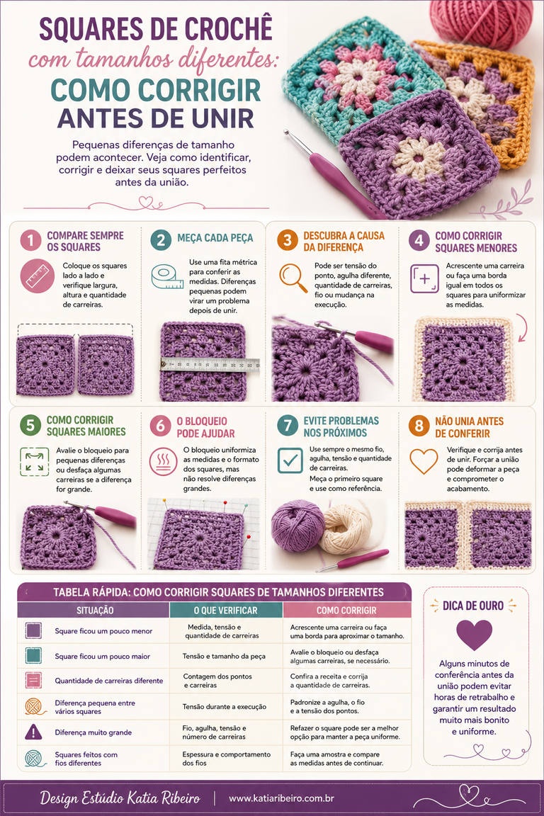 Infografico como corrigir squares antes de unir Design Estudio Katia Ribeiro